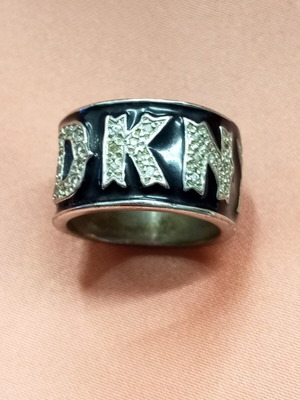 DKNY ring with enamel like new, alpaca and zircon stones