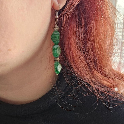 Murano earrings like new, green and silver