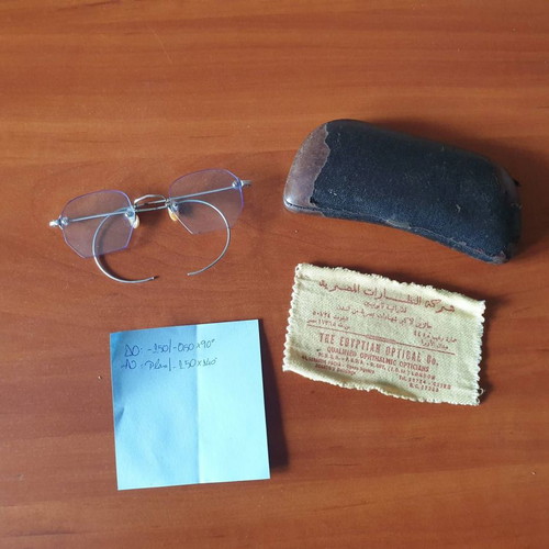 Prewar myopia and astigmatism glasses with case used