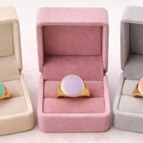 Gold-plated steel and enamel rings new
