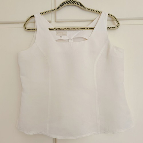 Vintage white sleeveless top linen viscose XL like new