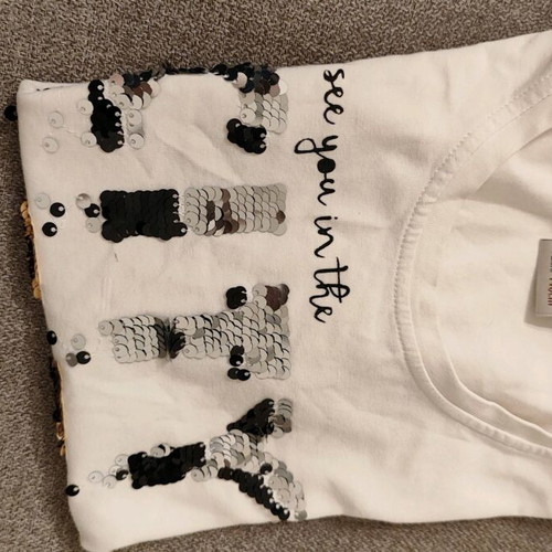 Fitted t-shirt with sequins like new, white, Matoufrance