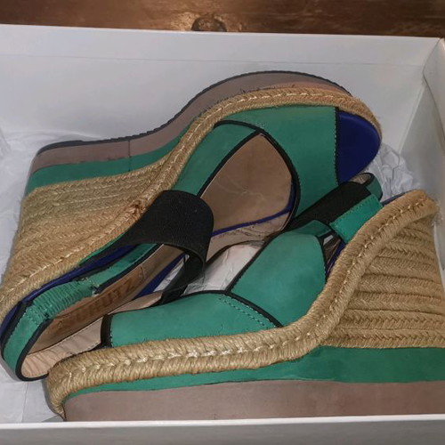 Schutz wedge sandals used, multicolor, size 38