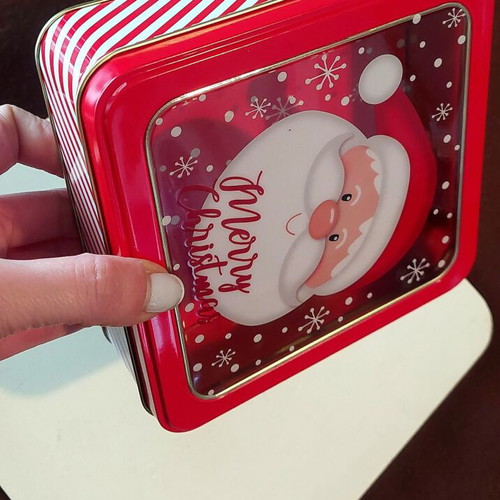 Christmas tin box with transparent lid