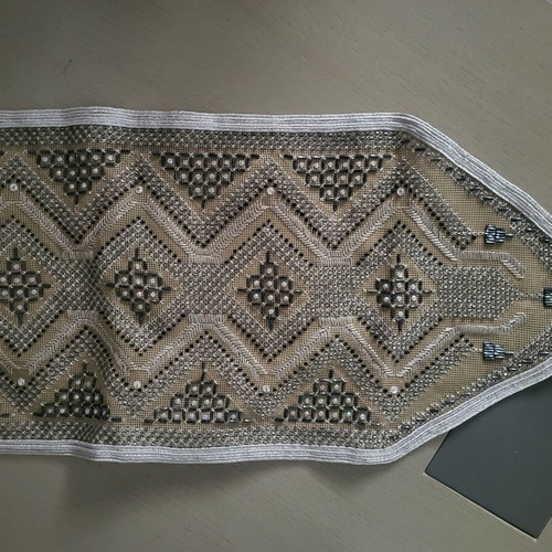 Handmade beaded table runner new 90x27 cm with cord