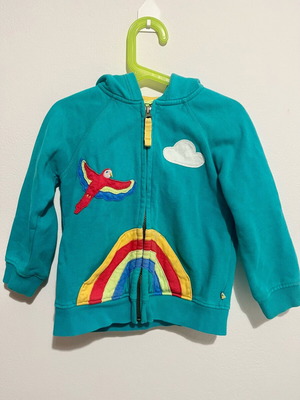 Ζακέτα Frugi μεταχειρισμένη 3-4 ετών με κουκούλα, πράσινη και τιρκουάζ
