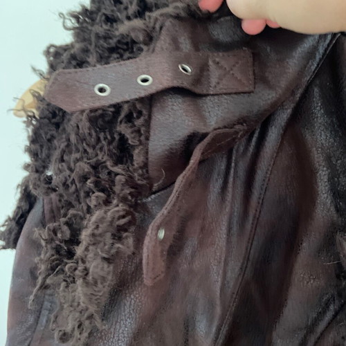 Vest made of eco leather and fur like new, vintage distressed style