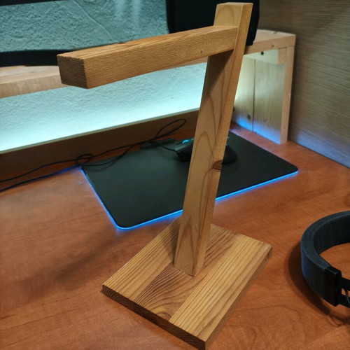 Wooden handmade headset stand like new