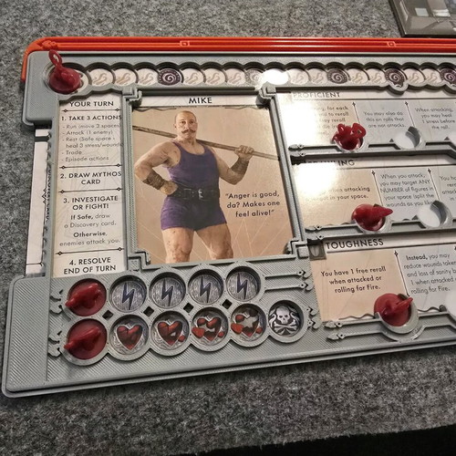 Cthulu Death May Die player dashboard 3D printed new, set of 5 gray with colorful card holders