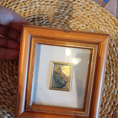Small gilded painting used with gilded icon inside, 12x13.5 cm