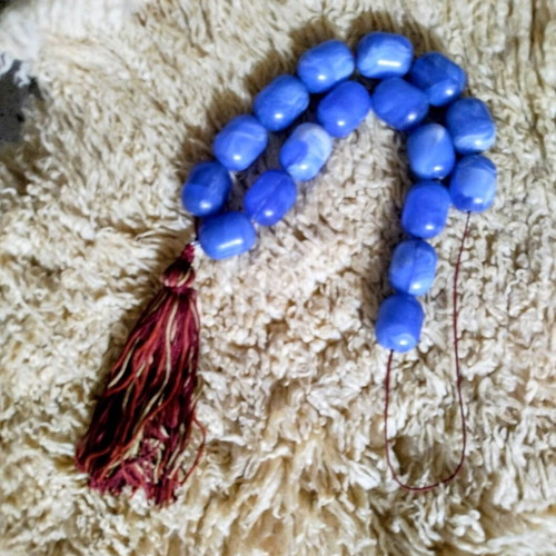Handmade Worry Beads with Large Blue Beads New
