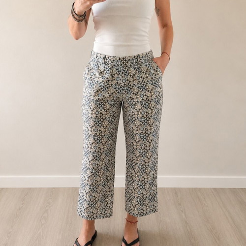 Celine Paris brocade silk pants like new, size M, colorful