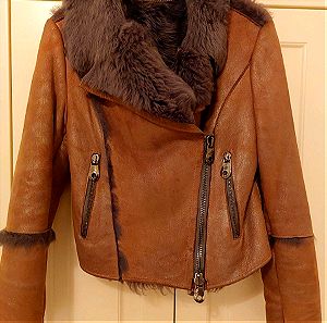 Shearling jacket γυναικείο  δερματινο με επένδυση γούνα άριστη κατάσταση  400 ευρω