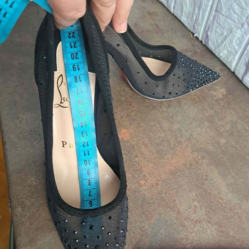 Christian Louboutin high heels size 35 new black suede and mesh