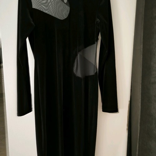 Black dress with SheX mesh panels new, long-sleeve, elastic