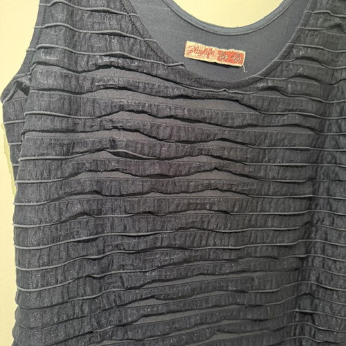 Navy Mini Dress Playlife used, size Large, elastic textured fabric