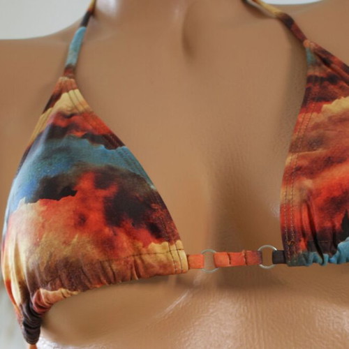 Bikini swimsuit 3 pieces new with authentic straps, tribal look