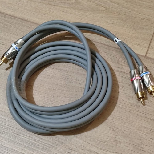 Vintage Monster Interlink 300i RCA audio cable 2m, original grey-beige