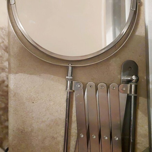 Magnifying bathroom mirror silver foldable new