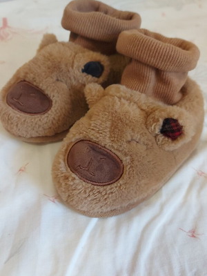 Zara winter slippers with capybara design, size 22-23
