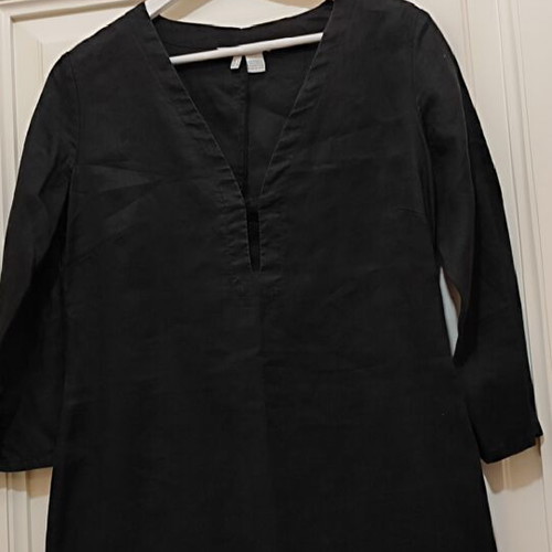 Zara Basic Black Ramie Shirt Dress Large like new
