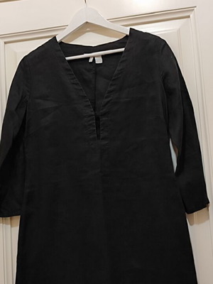 Zara Basic Black Ramie Shirt Dress Large like new