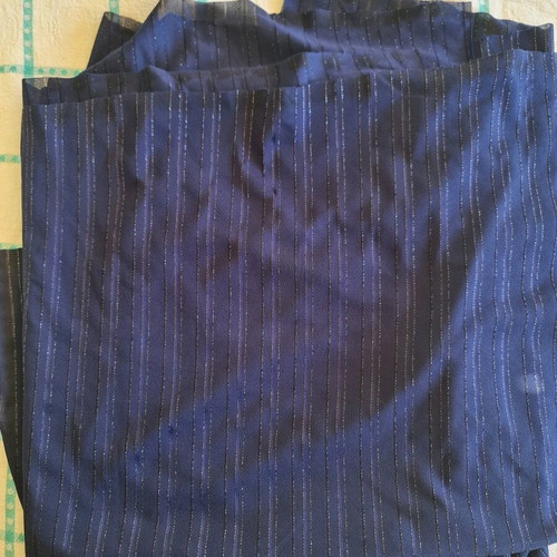 Two blue striped fabrics for a dress