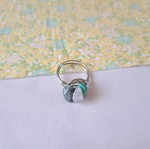 Wire ring with real stones made to order, gray and turquoise