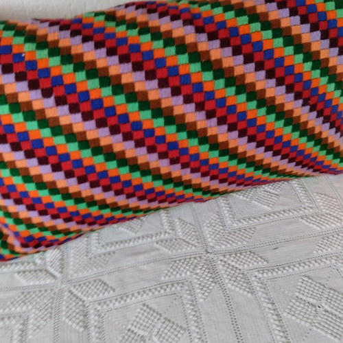 Large hand-embroidered pillow new 75x46 cm