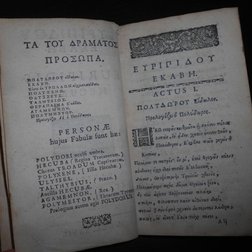 Euripides Ekavi Tragedy Book used, Greek and Latin, 18th century edition