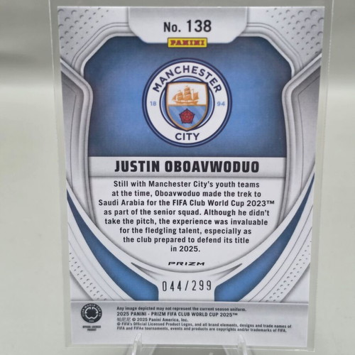 2025 Panini Prizm FIFA Club World Cup Justin Obawoduo Pink Prizm card #138