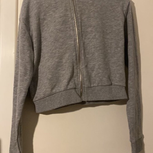 Grey short jacket with hood River Island like new
