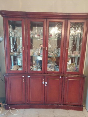 Solid Walnut Display Cabinet like new