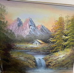 Signed Landscape Painting with Large Frame like new