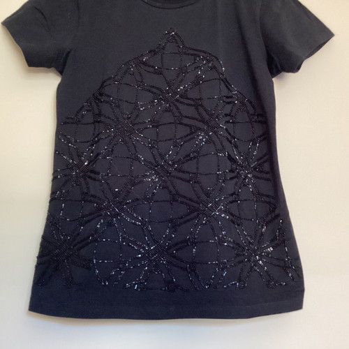 Zara Collection black top with beads and embroidery Large like new
