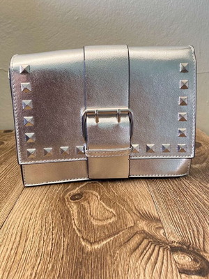 Silver crossbody bag new with silver buckles