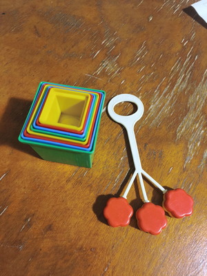 Children's toys used, large and small stacking cubes