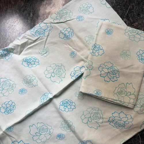 Zara Home 100% cotton pillow case set used, 2 pcs, light blue carnation print