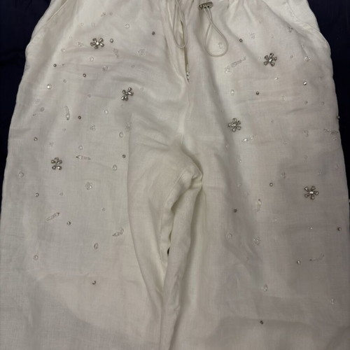 Zini Collection Linen Trousers with Crystals brand new, white, XL