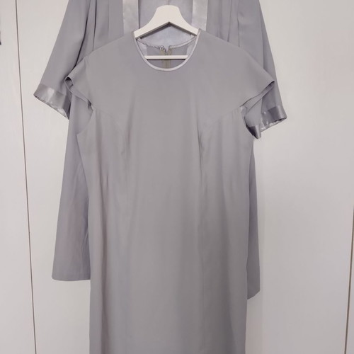 Women's formal clothing set used, gray silver jacket and dress medium/large
