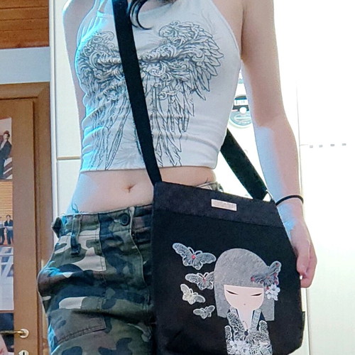 Kimmidoll Adjustable Black Shoulder Bag New