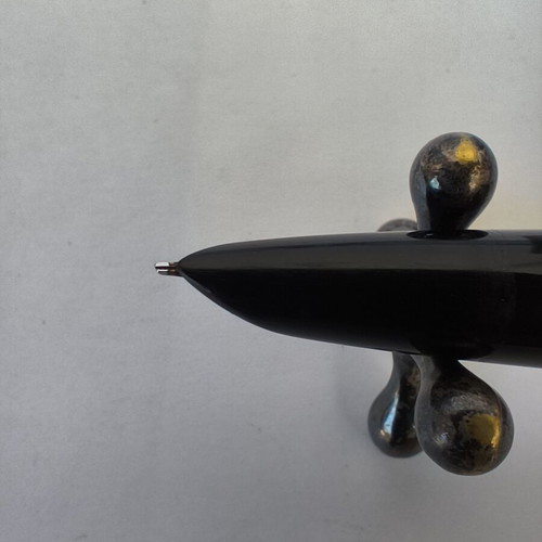 Parker 51 pen used with stainless steel cap and black resin body