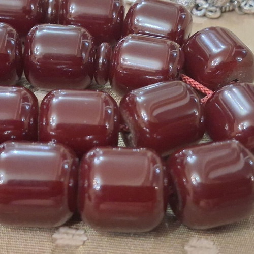 Bakelite Komboloi used, 33-bead Syrian origin with traditional metal finish