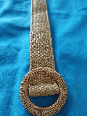 Γυναικεία ψάθινη ζώνη καινούργια 95x4 cm μπεζ boho style