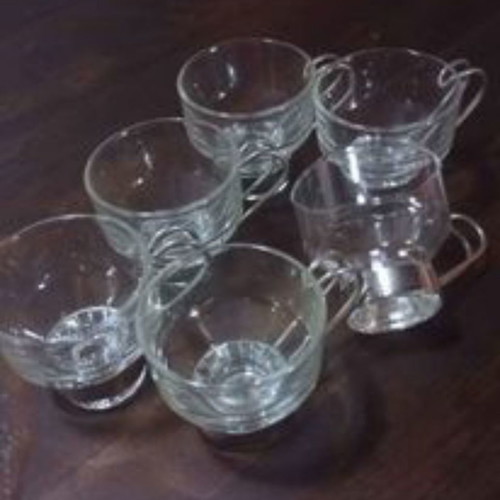 Espresso cups vintage like new made of tempered glass and stainless steel
