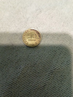 Collectible 50 Lepta Coin 1976 used, Markos Botsaris