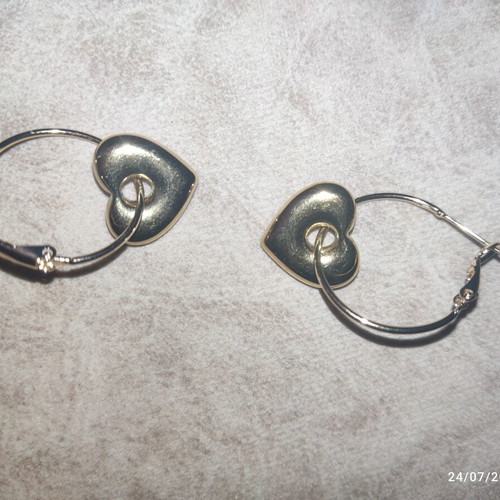 Earrings new stainless steel gold-tone heart hoops with removable charms