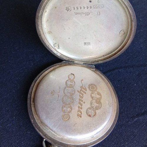 Alpina silver pocket watch used, Swiss