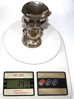 Sterling Silver 925 plated frog candlestick used, antique 1950