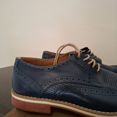 Raymont men's leather shoes like new, blue with beige laces
